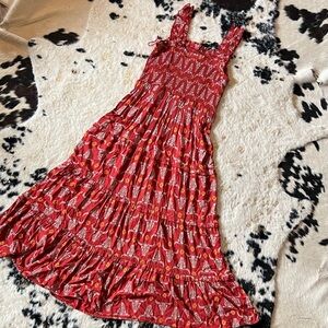 Red Western Boho Summer Dress - Cotton Rye